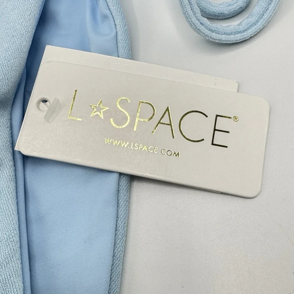 L*Space Lennox Classic Bikini Bottom Medium NWT Sky Blue Terry Swim Brief